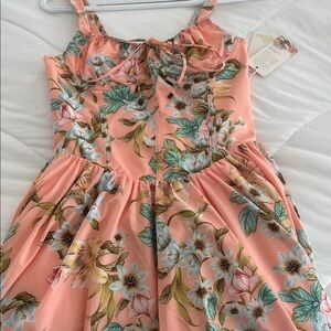 Floral Peach Dress with Straps